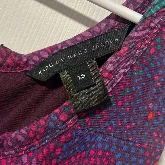 Marc by Marc Jacobs - Purple & Multicolored Tiered Ruffle Cotton Blend Dress XS - Picture 2 of 4